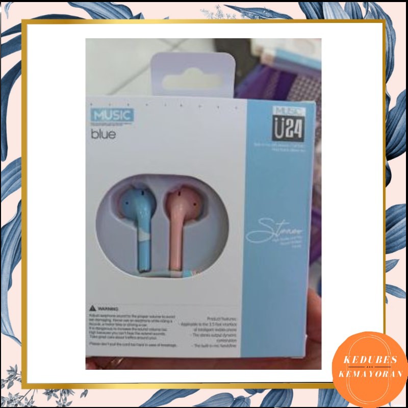 Earphone / Handsfree U24 Q24 macaron / Headset Macaroon Mate Color Hifi Extra Bass (kedubesacc)