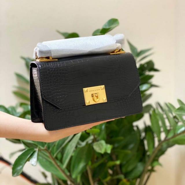 TAS CK Croc Effect Chain Strap ORI