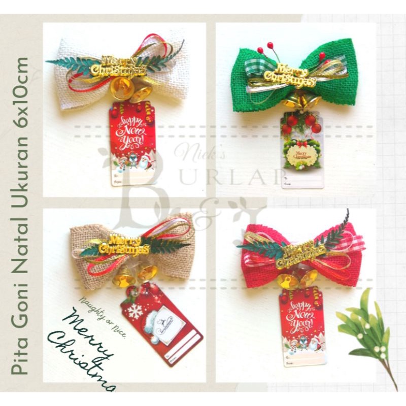 

Pita hias goni burlap Natal Merry Christmas hampers kado aplikasi besar