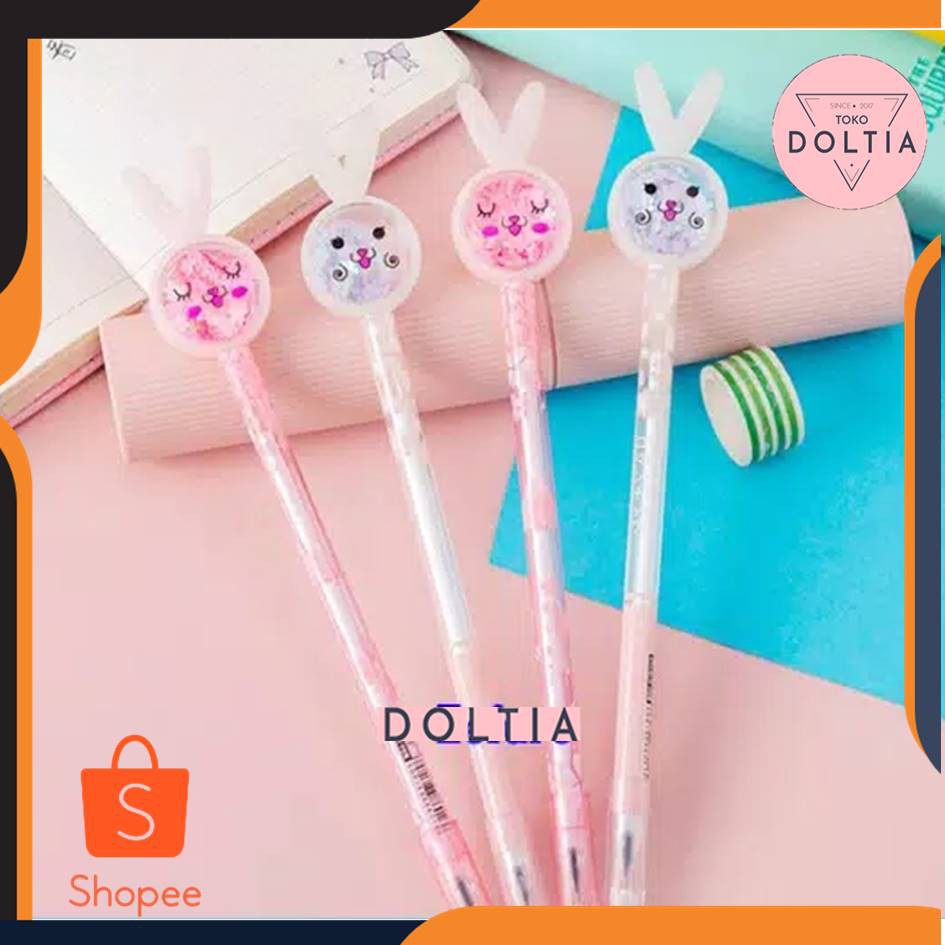 

pulpen bunny gliter pulpen gel pulpen bunny gel pulpen unik pulpen murah pulpen lucu/aesthetic pen