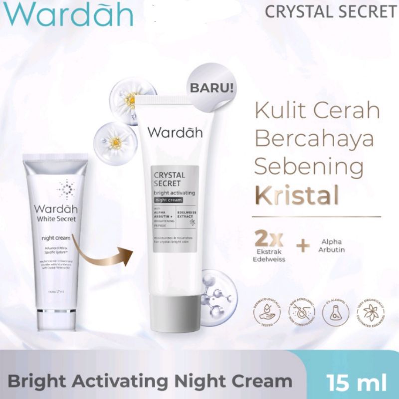 WARDAH CRYSTAL SECRET BRIGHT ACTIVATING NIGHT CREAM 100% ORI