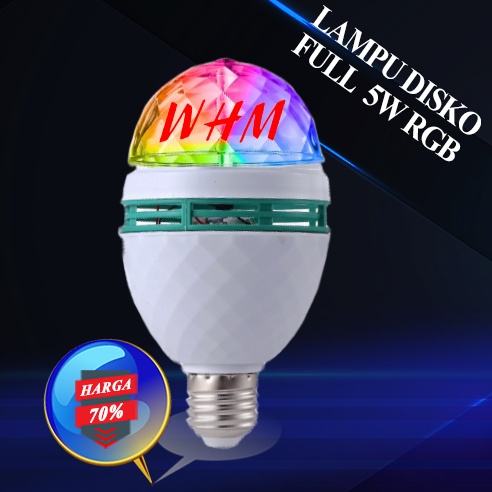 RGB 5W 5LED LAMPU DISCO LED FITTING E27 TUMBLR MINI OTOMATIS DISCO WARNA WARNI /  LAMPU BOHLAM WARNA WARNI