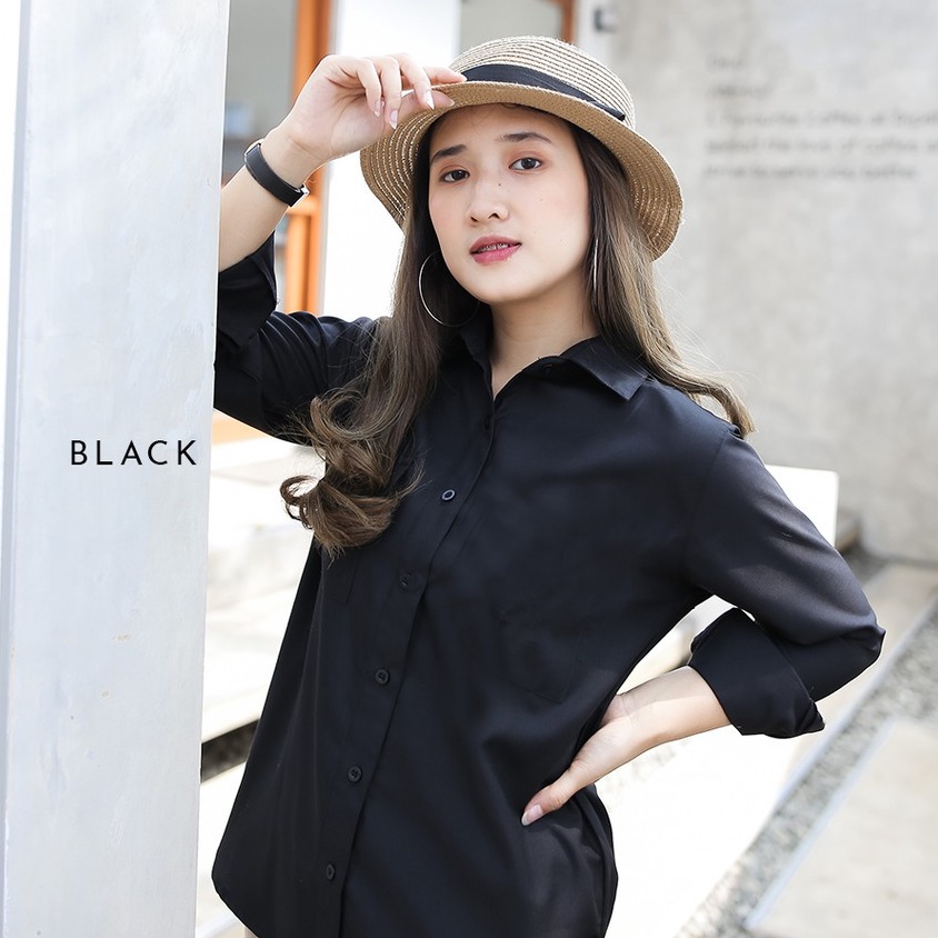 KEMEJA POLOS BASIC WOLFIS / KEMEJA KERJA WANITA / BASIC TOP / KEMEJA PUTIH BASIC / SHIRT BASIC