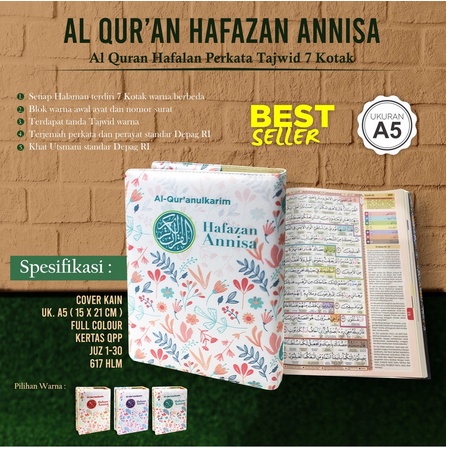 Al Quran Hafazan Annisa Alquranulkarim Hafalan Perkata Tajwid 7 Kotak Ukuran A5 Cover Kain