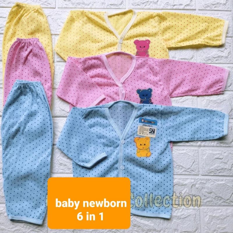 Paket Hemat 6 in 1Kado baju Bayi Baru Lahir Baby Newborn