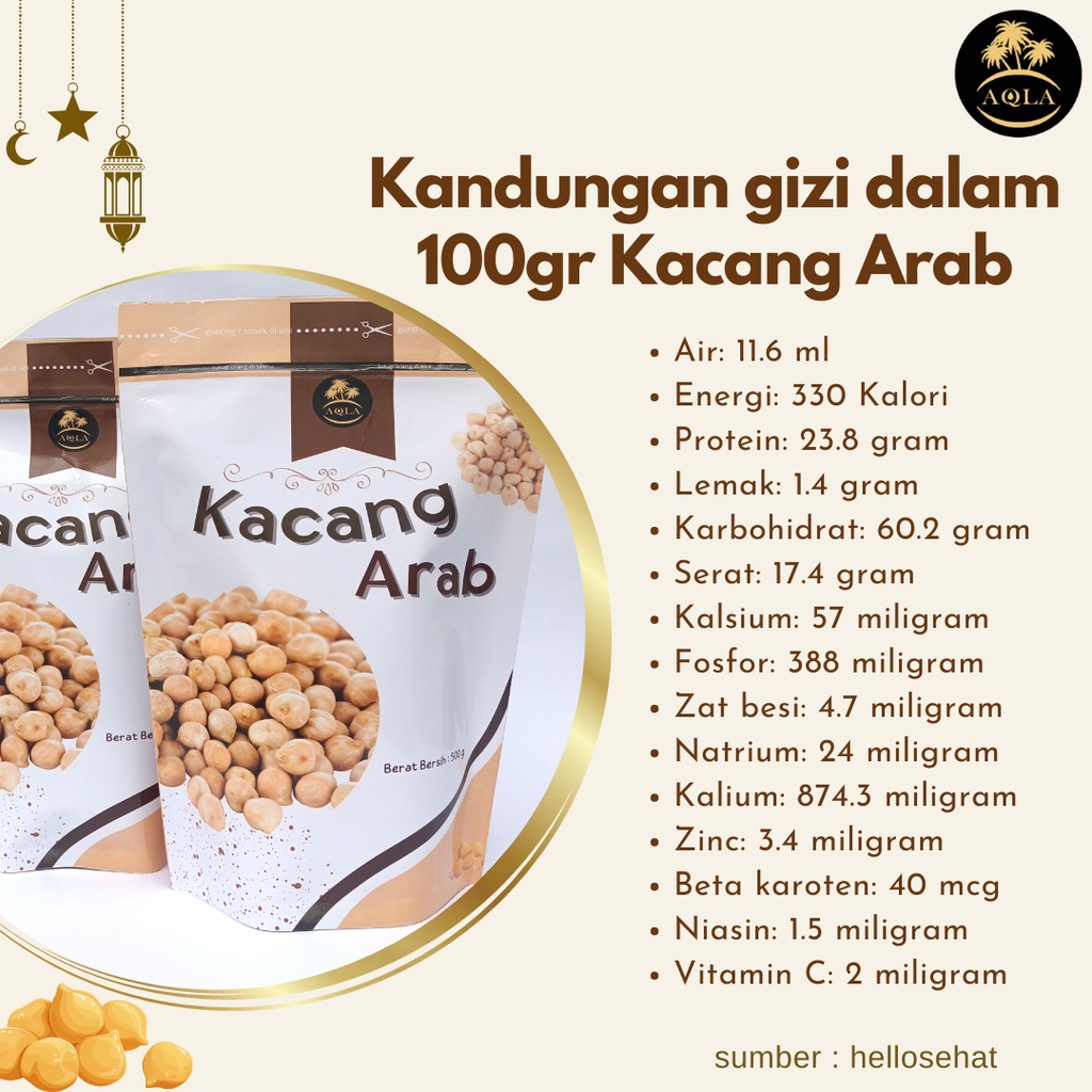 Kacang Arab Premium Panggang 500gr Original 100% Roasted Chickpeas Chickpea Kualitas Terbaik