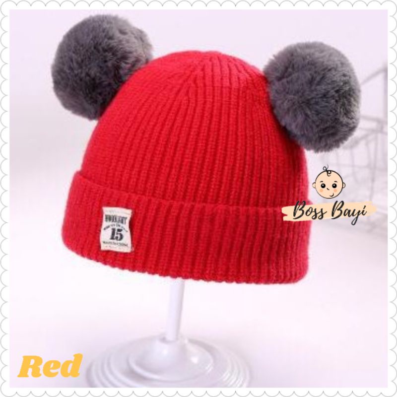 Topi Rajut Pom² Bayi / Topi Bayi Bulu Lucu / Topi Kupluk Wol