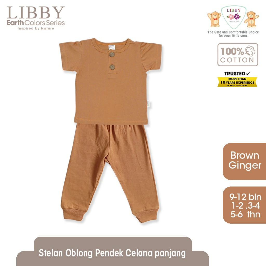 Libby earth color baju lengan pendek celana panjang