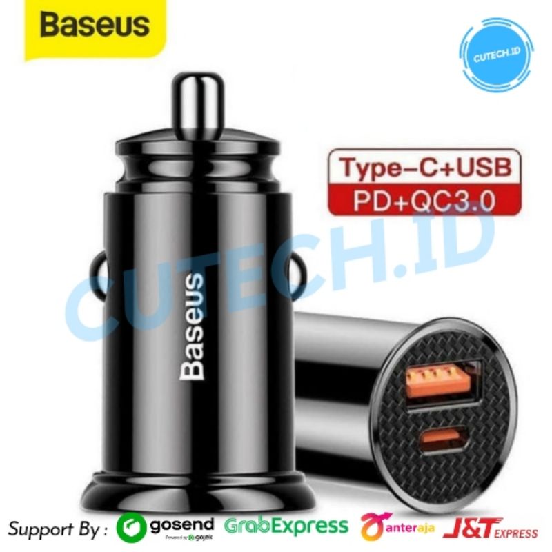 BASEUS CAR CHARGER 30W TYPE C PSS PD + USB A QUICK CHARGE 3.0