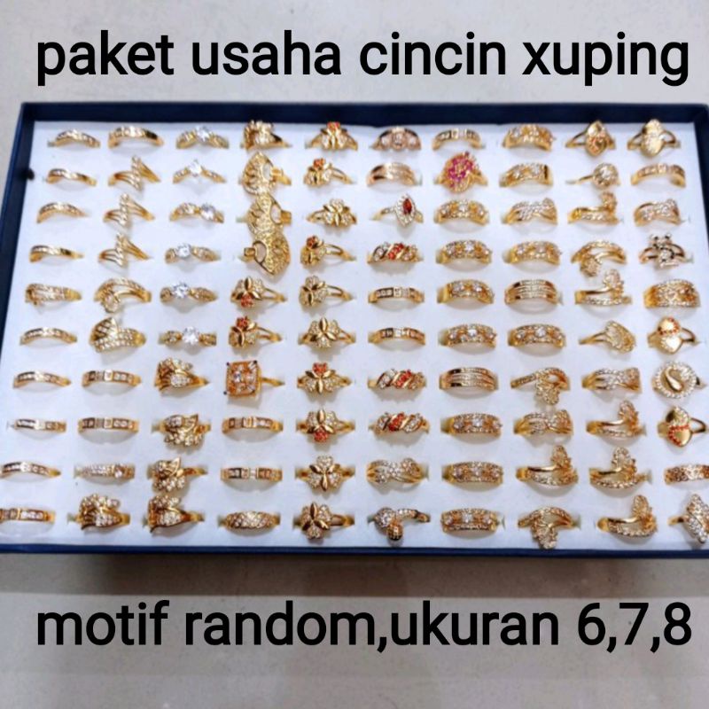 paket usaha perhiasan xuping grosir cincin xuping dewasa isi 100 PCS