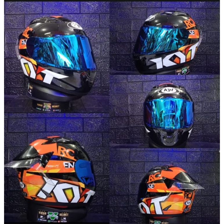 HELM KYT RC7#19 BLACK ORANGE PAKET GANTENG HELM SNI DOT