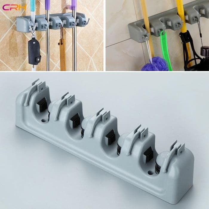 Alat Gantungan sapu pel dengan hook 4 slot mop holder Pelan