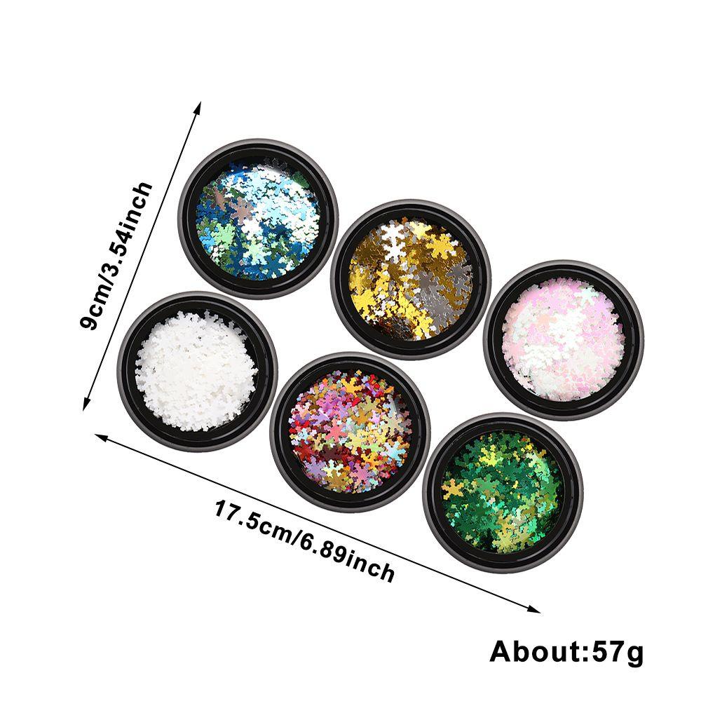 R-flower 6pcs/set Paku Payet Hologram 3D Warna-Warni Baru