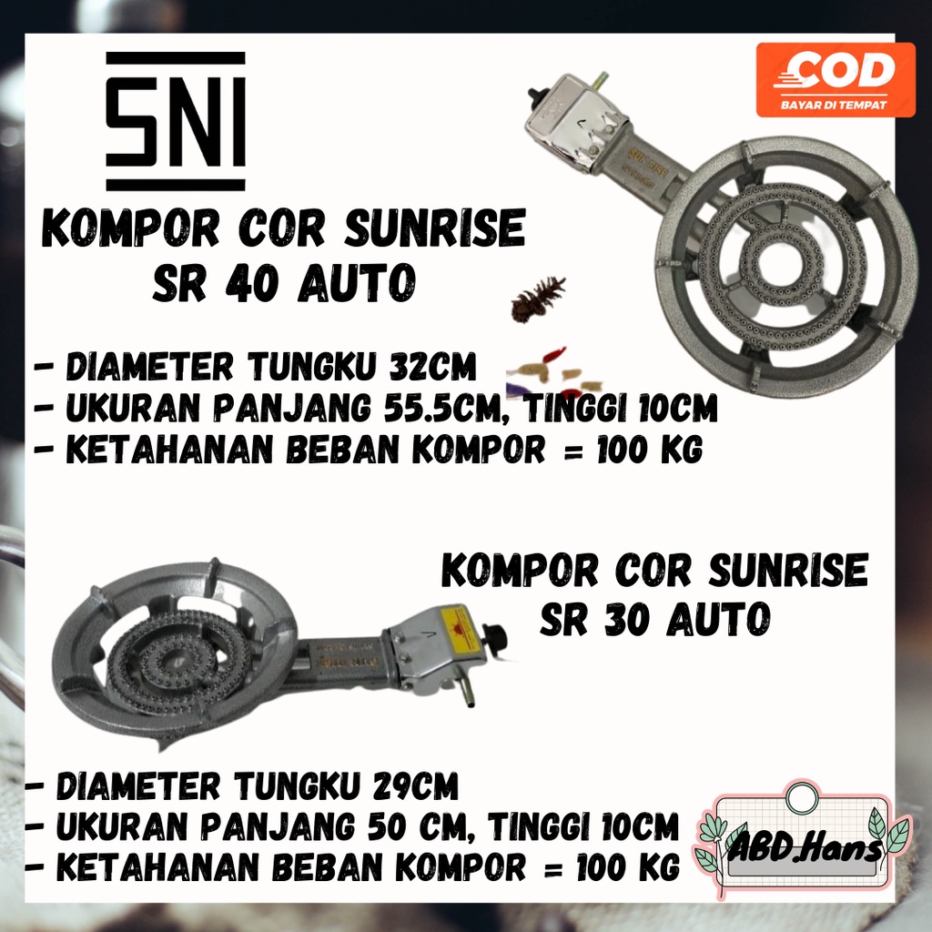 (ABD) Peralatan Rumah Tangga Kompor Cor Sunrise SR 40 Auto SNI Low Pressure Tekanan Rendah kuat & ko