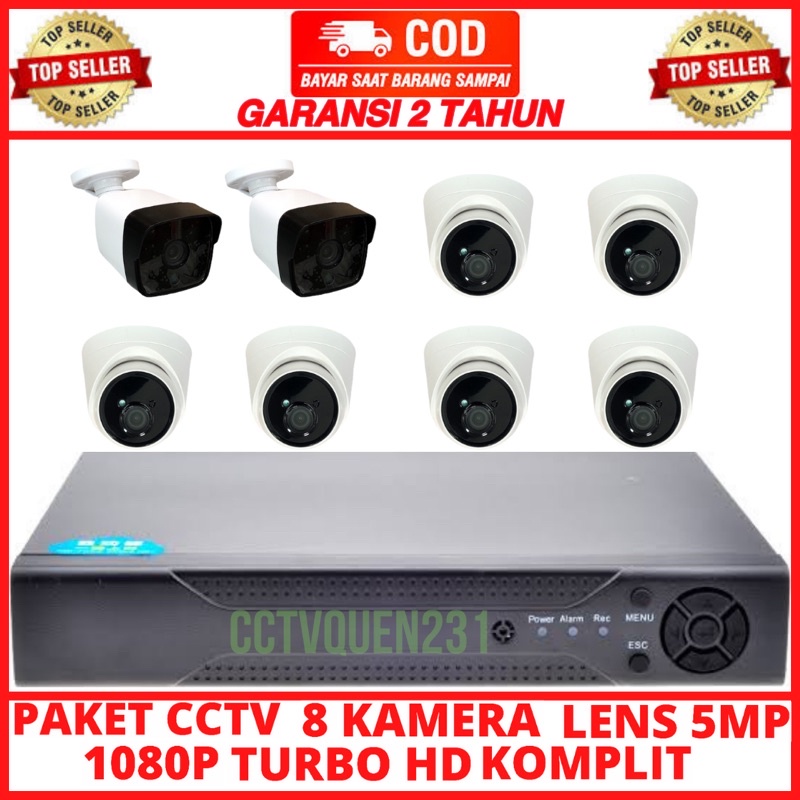 PAKET CCTV 8 CHANNEL 8 KAMERA 5MP 1080P TURBO HD IC SONY KOMPLIT TINGGAL PASANG