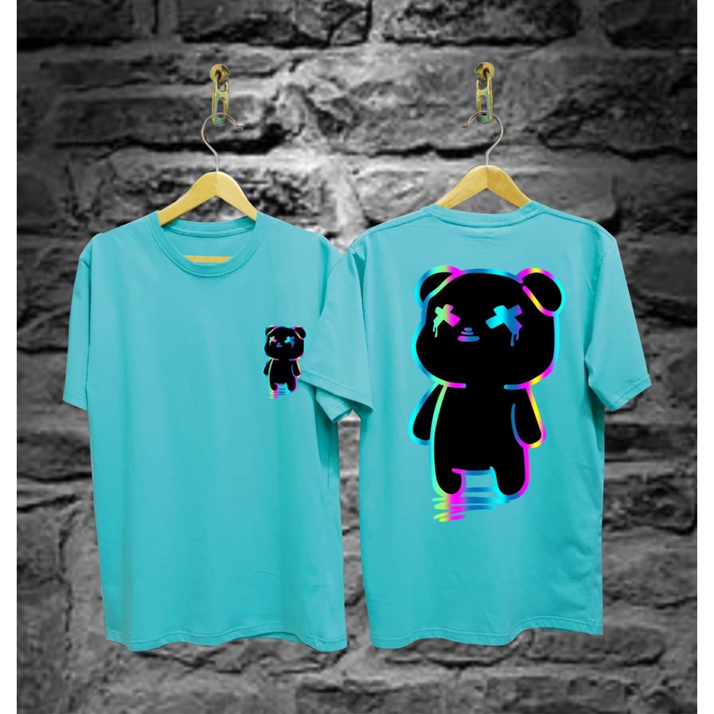 Kaos Tshirt Pria Terbaru Boneka Pelangi Warna Toska Distro Lengan Pendek Motif Sablon Bergambar Keren