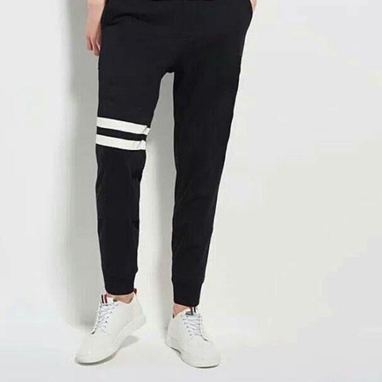 CELANA JOGER /  PANJANG / TRAINING / SWEATPANTS Hitam Strip Putih GARIS DUA GRADE ORI