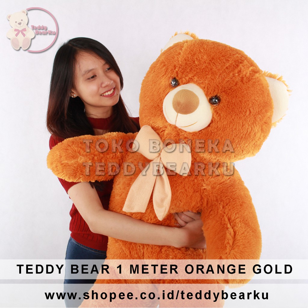 BONEKA TEDDY BEAR JUMBO UKURAN 1 METER WARNA COKLAT GOLD KHAS BANDUNG