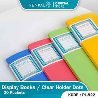 Penpal Display Book / Clear Holder 20 Pockets Motif Dots Pastel PL-822