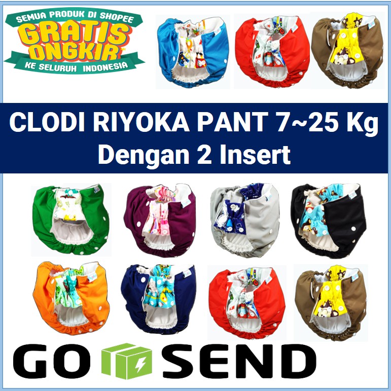 Clodi Riyoka Pants 2 insert ( 7-25 Kg ) | Clodi Jumbo Popok Kain Cuci Ulang Modern Baby Premium