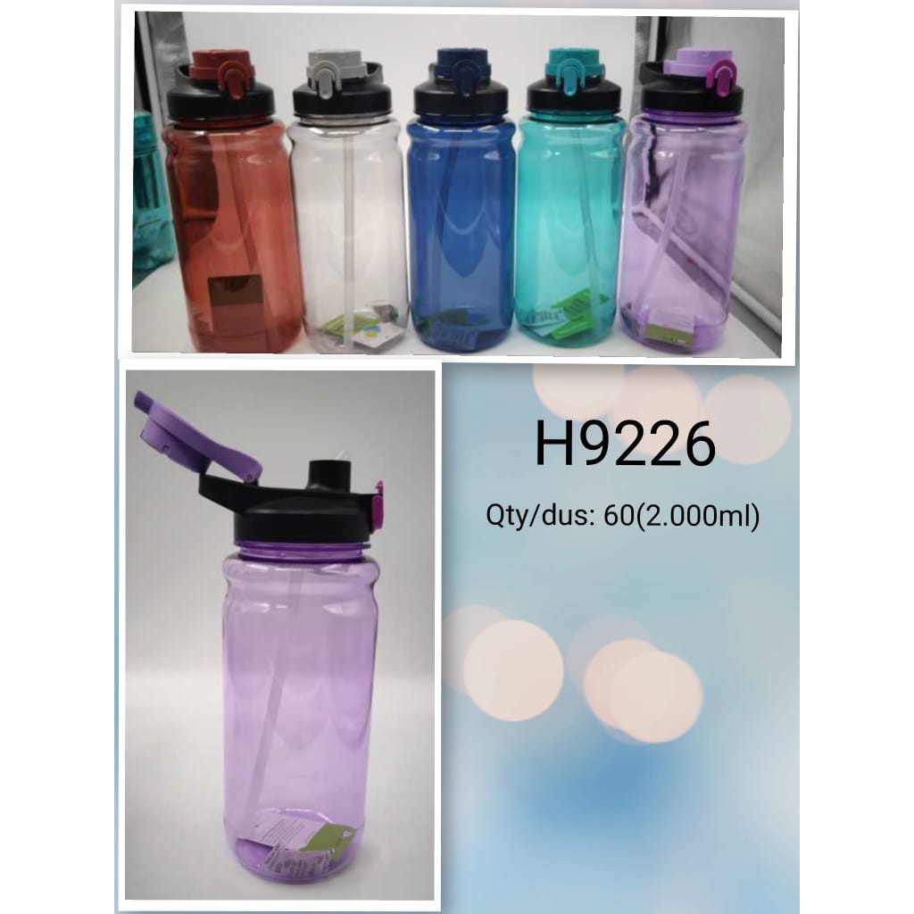 H9226 Botol Air Minum Clip On Jumbo Polos 2000ml - Botol Air Minum H-9226