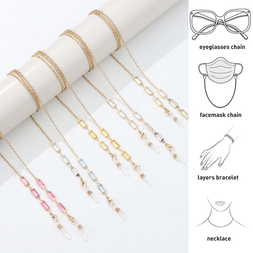 R-flower Glasses Chains Wanita Anti Hilang Kristal Manik-Manik Kacamata Cord Holder