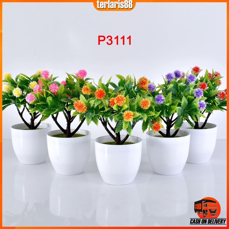 COD / TL88 POT TANAMAN  BUNGA HIAS DEKORASI RUANGAN BUNGA PLASTIK HIAS P3111