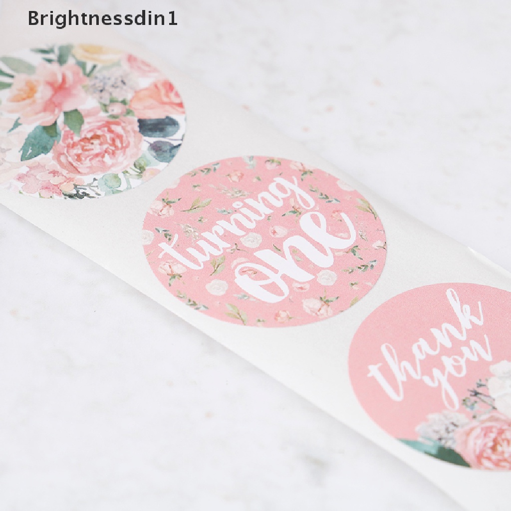 1 Roll / 500pcs Stiker Label Segel Thank You Motif Bunga Untuk Pesta Pernikahan