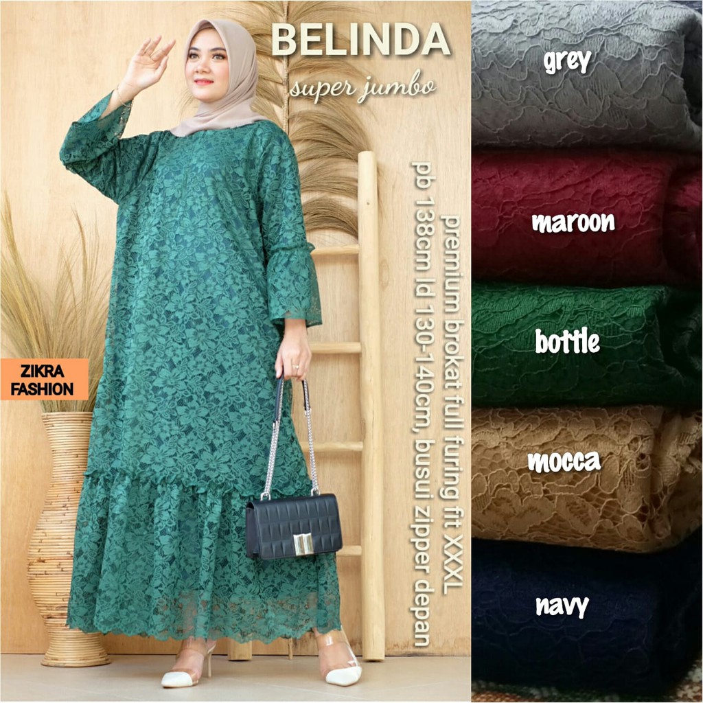 BELINDA DRESS LD 140 GAMIS BRUKAT JUMBO GAMIS PESTA TILE CASUAL PREMIUM ZZZ