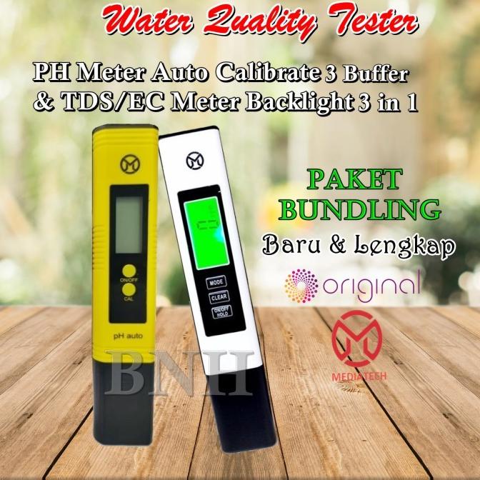 PAKET TDS EC METER BACKLIGHT 3 IN 1 & PH METER AUTO CALIBRATE