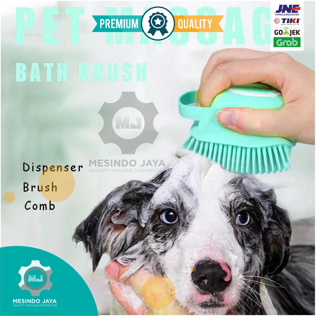 Dog / Cat Pet Bath Brush Soap Dispenser Brush Grooming Shedding - BLUE!