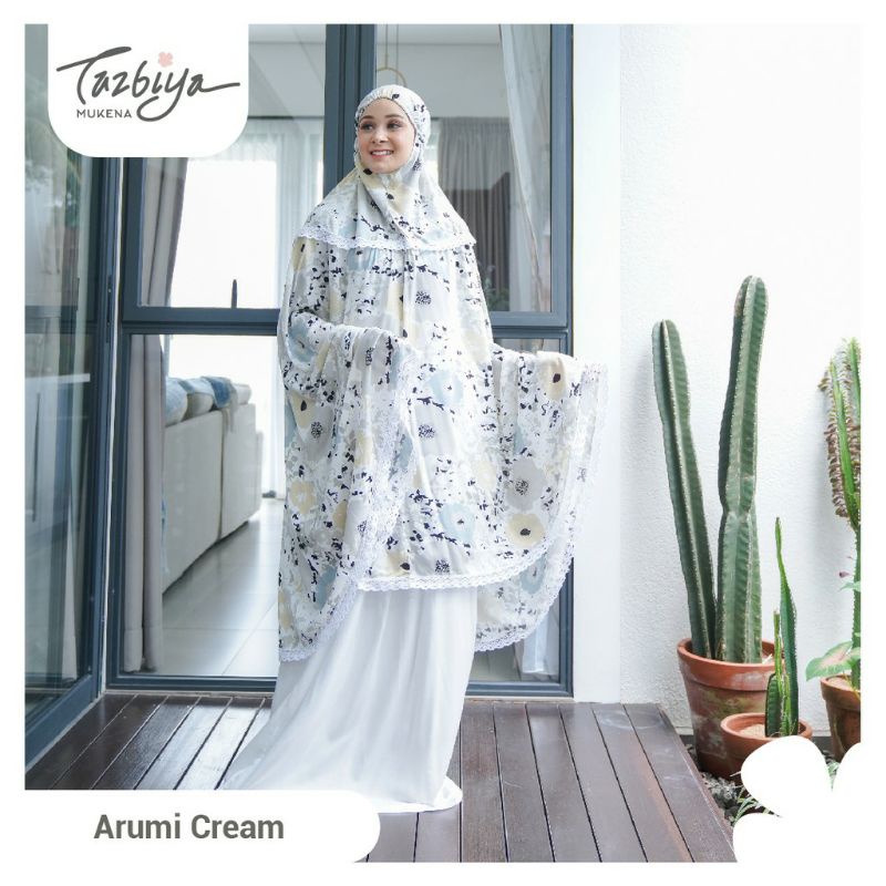 Mukena Tazbiya Arumi Series Grey/Cream/Maroon Jumbo Katun Rayon Adem Motif Cantik