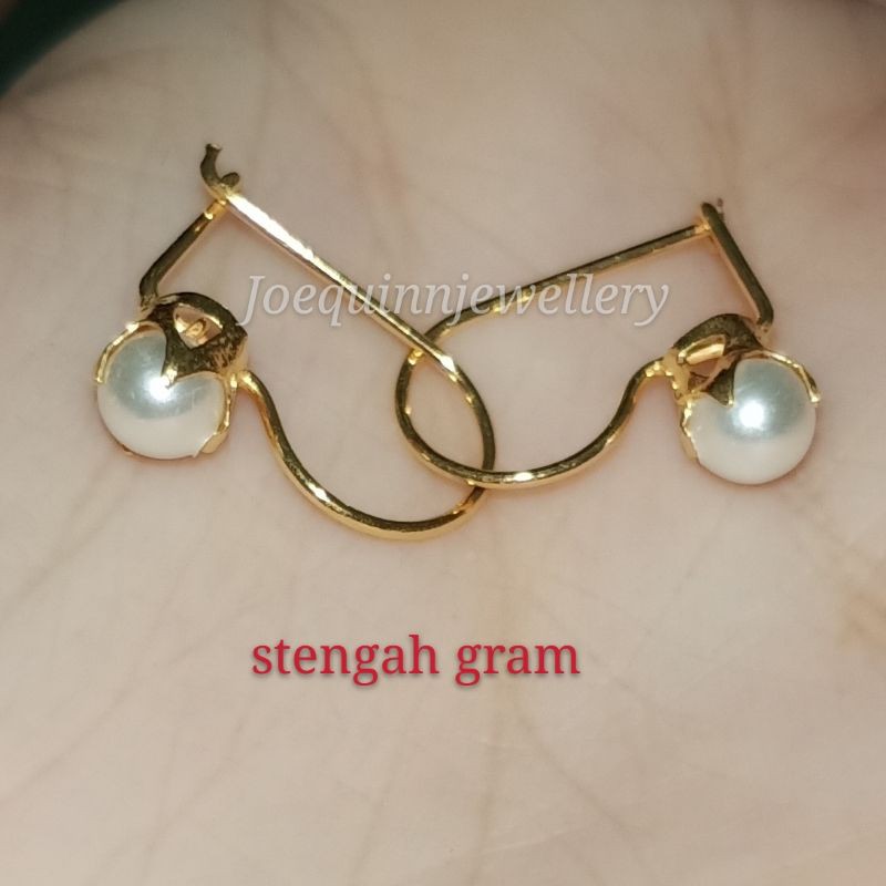 Anting mutiara stengah gram emas muda