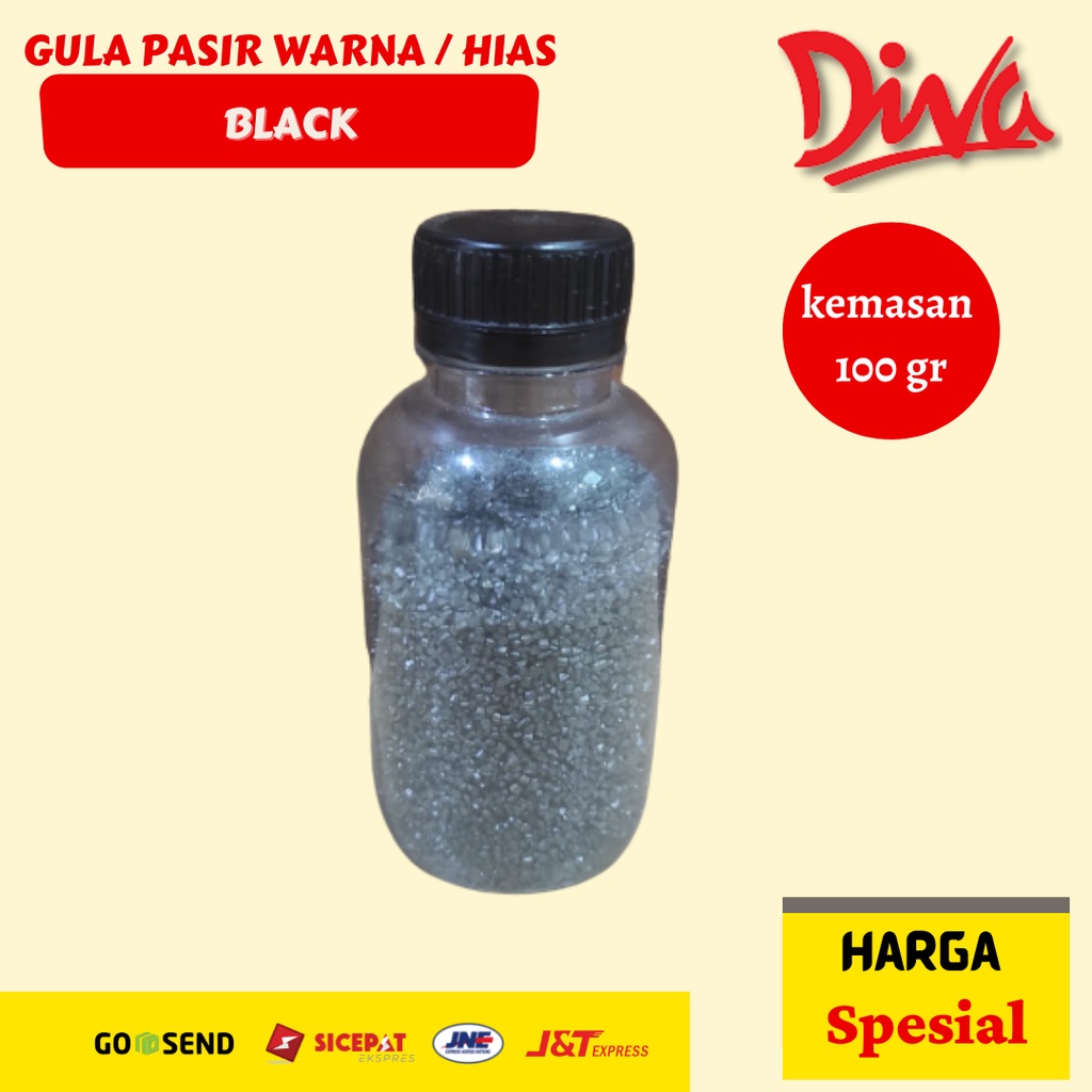 [100gr] Gula Pasir warna / Hias Black