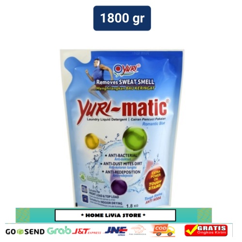 Yuri Matic Cairan Pencuci Pakaian Blue Pouch 1.8 kg