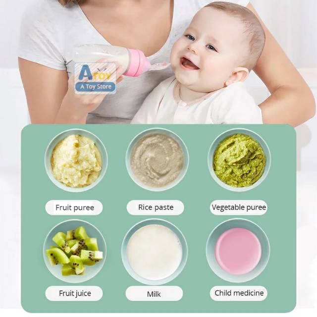 Sendok Makan Bayi Mpasi Botol Dot Silikon Baby Spoon Dispenser