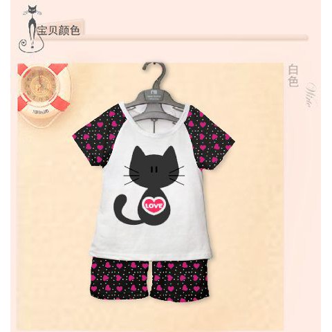STKDK121 - Setelan Anak Kecil Kitty Black Love
