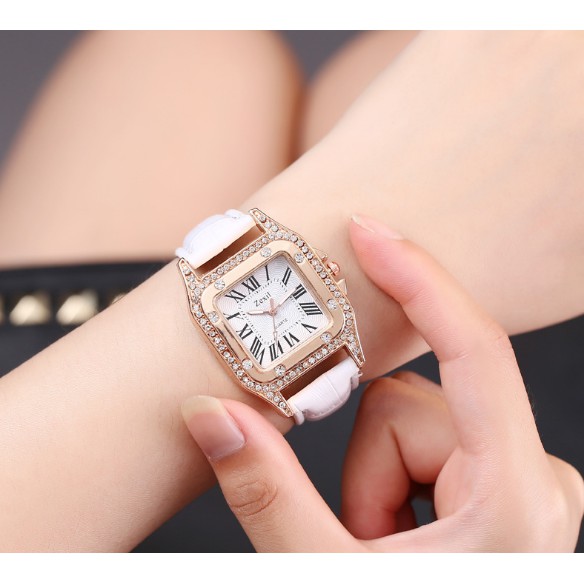 [ZEXIL] COD Jam Tangan Quartz Wanita Tail PU Murah Fashion Diamonds