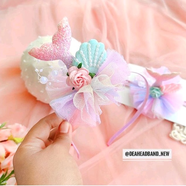 bando mermaid rainbow putri duyung pelangi headband