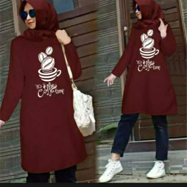 COD TUNIK FASHION MUSLIM COFFEE TIME ATASAN MUSLIM WANITA