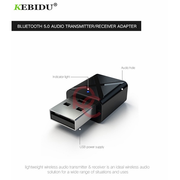 KEBIDU 2 in 1 USB Dongle HiFi Audio Bluetooth Transmitter &amp; Receiver - KN320 - Black