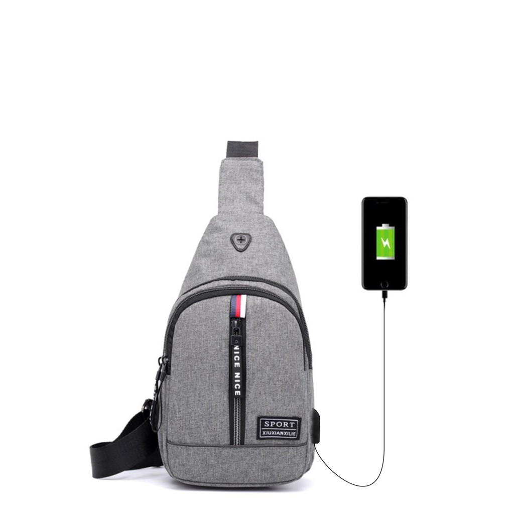 Tas Selempang USB Kanvas Water Resist 7139 Impor Korean Fashion Shoulder Sling bag Slempang