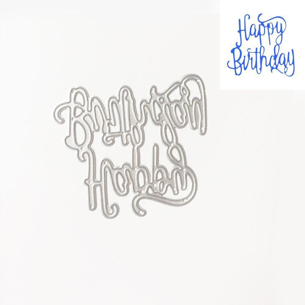 Suyo Cetakan Stensil Cutting Dies Motif Happy Birthday Bahan Metal Untuk Scrapbook / Craft Diy