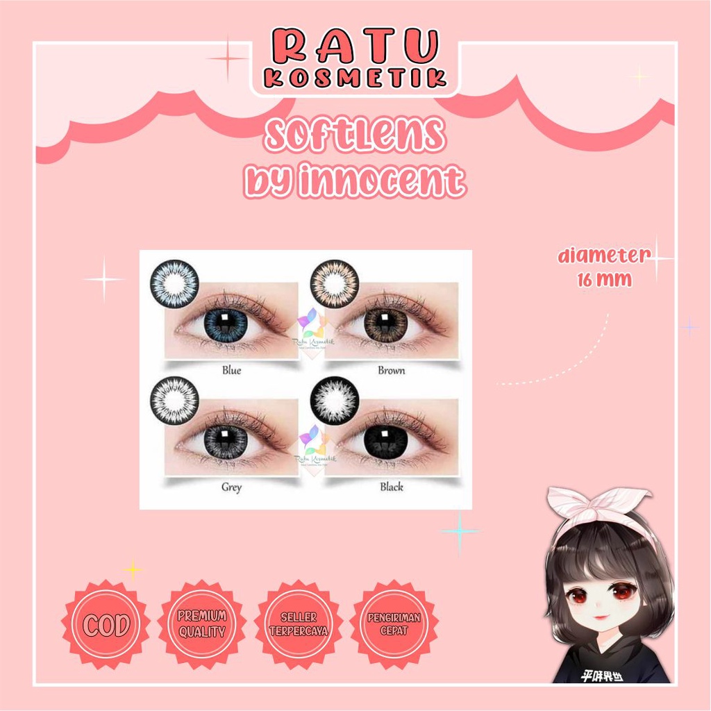 ❤ RATU ❤ Softlens X2 Innocent Normal | Soflens Inocent By Exoticon Big Eyes Dia 16mm