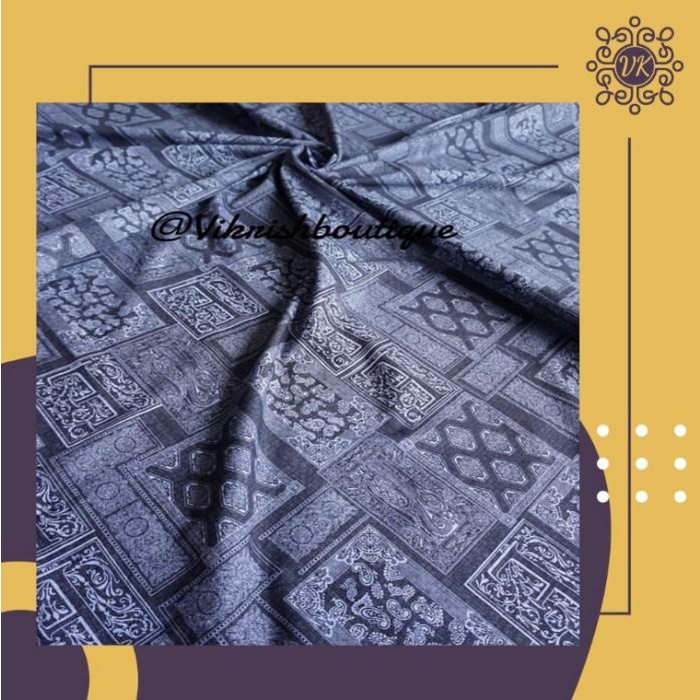 Kain | Kain Katun Italy Motif Paisley Abstract Warna Biru Denim