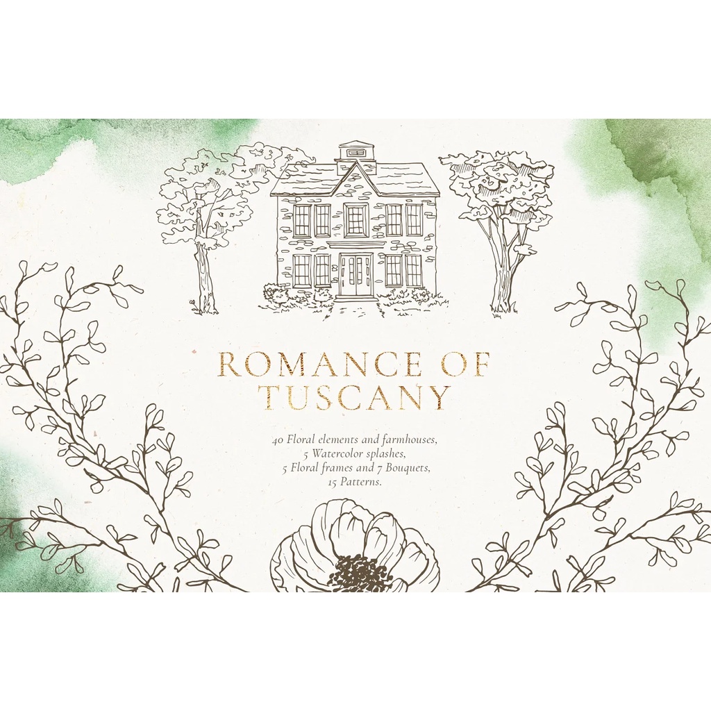 Vector Flowers Village Houses