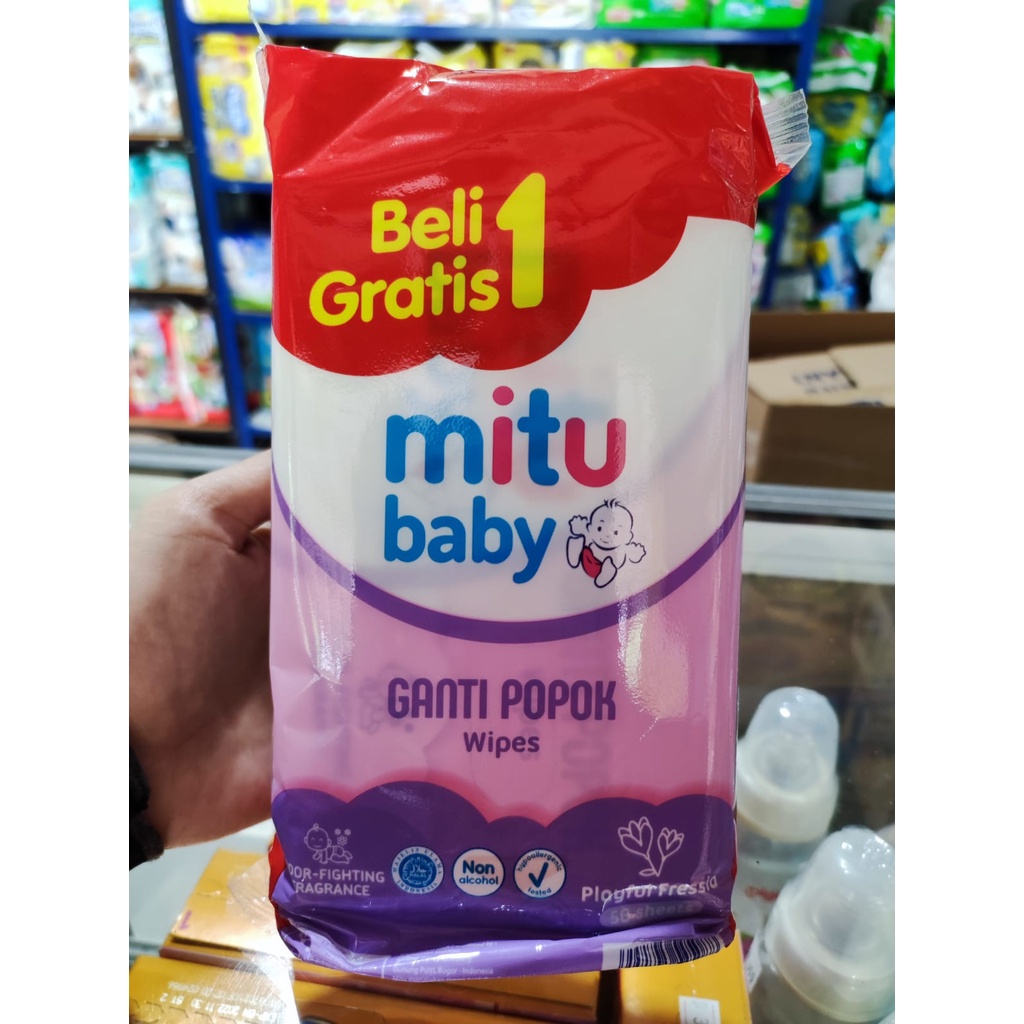 MITU Tisu Basah Bayi Beli 1 Gratis 1 50's + 50's / TISU BASAH MITU GANTI POPOK / UNGU / BIRU