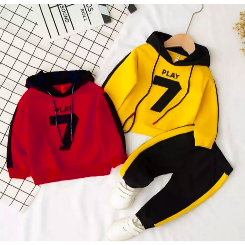 SCN STORE Setelan Hoodie 1-6 tahun PLAY SEVEN