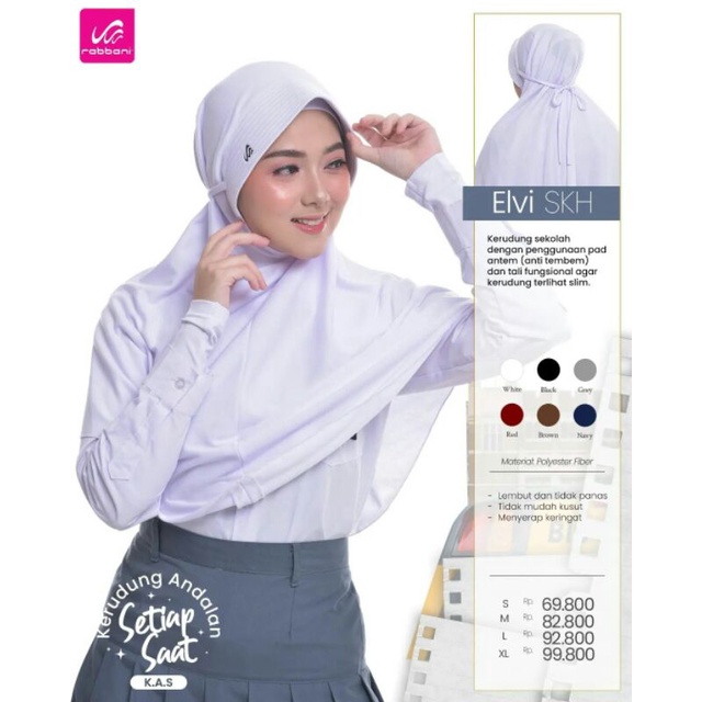 Rabbani Elvi Skh-Kerudung Rabbani Instan Hijab Instan Rabbani-Kerudung Sekolah Rabbani-Kerudung Seko