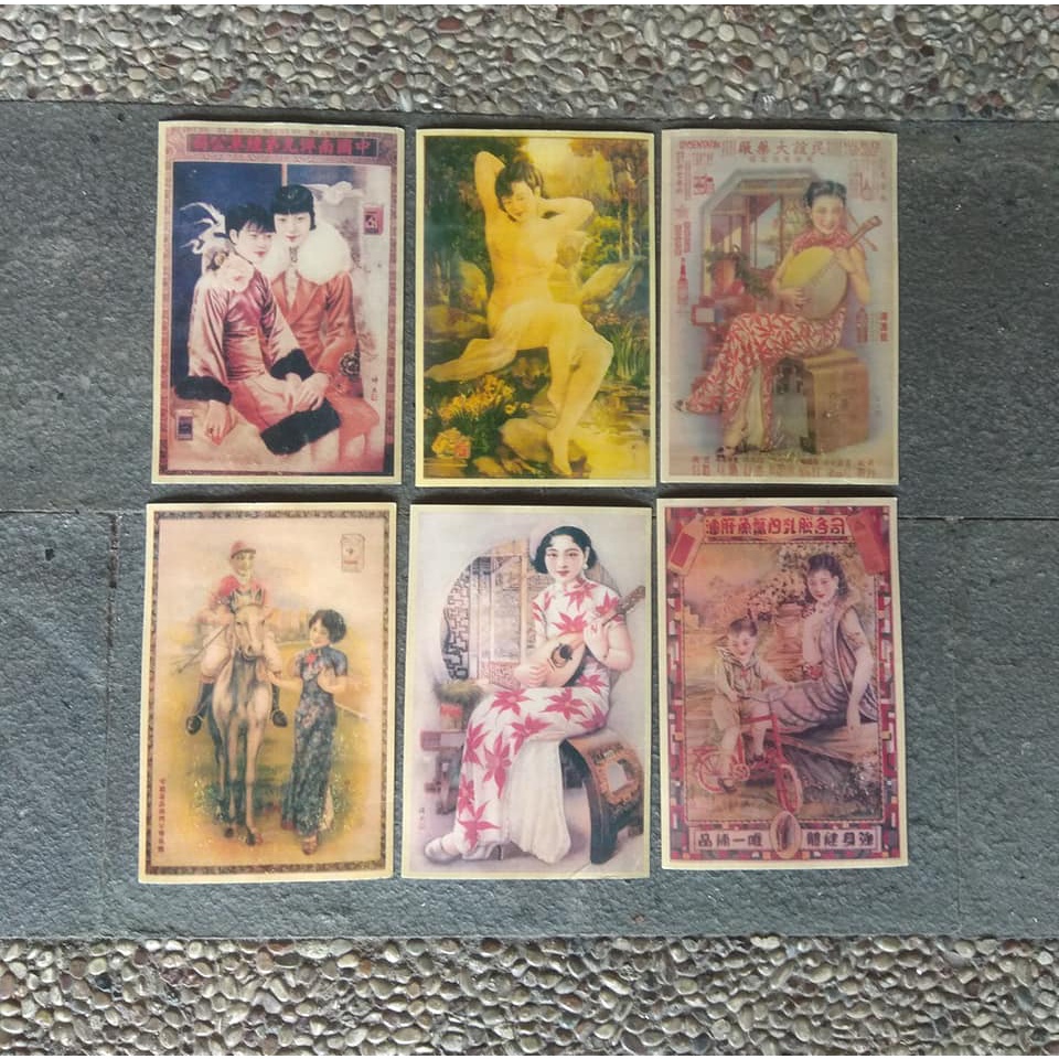 

kartu iklan oriental lawas 6 buah nos